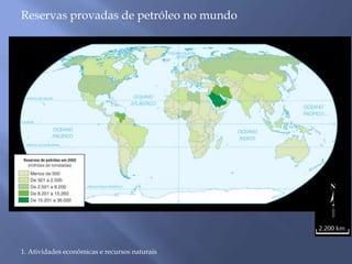 Reservas provadas de petróleo no mundo 
1. Atividades econômicas e recursos naturais 
 