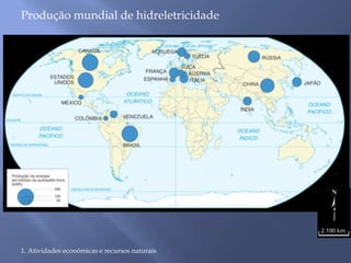 Produção mundial de hidreletricidade 
1. Atividades econômicas e recursos naturais 
 