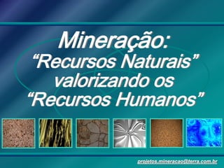 Mineração:
 “Recursos Naturais”
   valorizando os
“Recursos Humanos”

            projetos.mineracao@terra.com.br
 