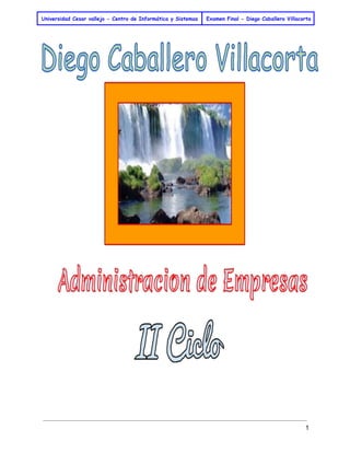 Universidad Cesar vallejo - Centro de Informática y Sistemas Examen Final - Diego Caballero Villacorta 
1 
 