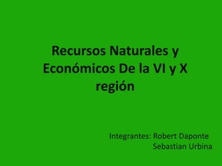 Recursos Naturales y Económicos De la VI y X región  Integrantes: Robert DaponteSebastian Urbina 