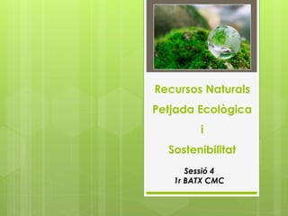 Recursos Naturals
Petjada Ecològica
i
Sostenibilitat
Sessió 4
1r BATX CMC
 