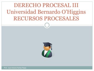 DERECHO PROCESAL III
Universidad Bernardo O'Higgins
RECURSOS PROCESALES
Prof. Juan Antonio Nuñez Rojas
 