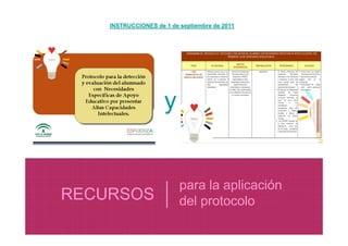 INSTRUCCIONES de 1 de septiembre de 2011




                     y


                          para la aplicación
RECURSOS                  del protocolo
 