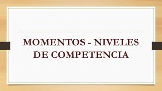 MOMENTOS - NIVELES
DE COMPETENCIA
 