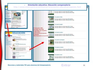 o         Orientación educativa. Educación compensatoria http://www.cnice.mecd.es/profesores/orientacion_educativa/espanol_facil Entrar 