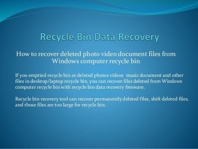 Recover deleted files from recycle bin after empty Recover deleted files from recycle bin after empty