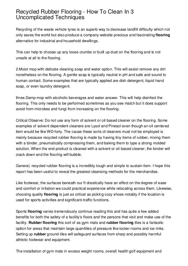 Recycled Rubber Flooring How To Clean In 3 Techniques