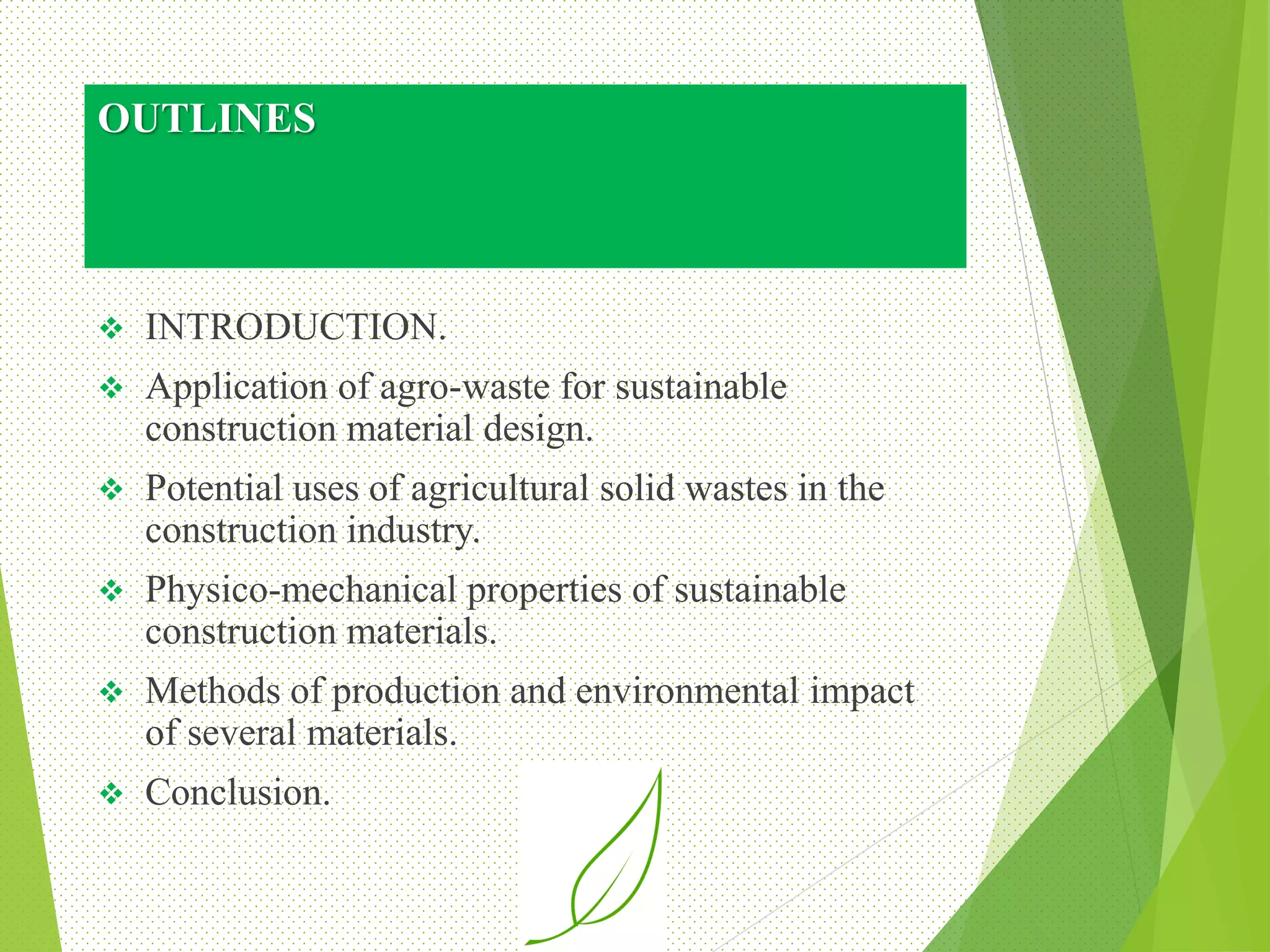 Recycling agro wastes in building technology a greener alternative ...