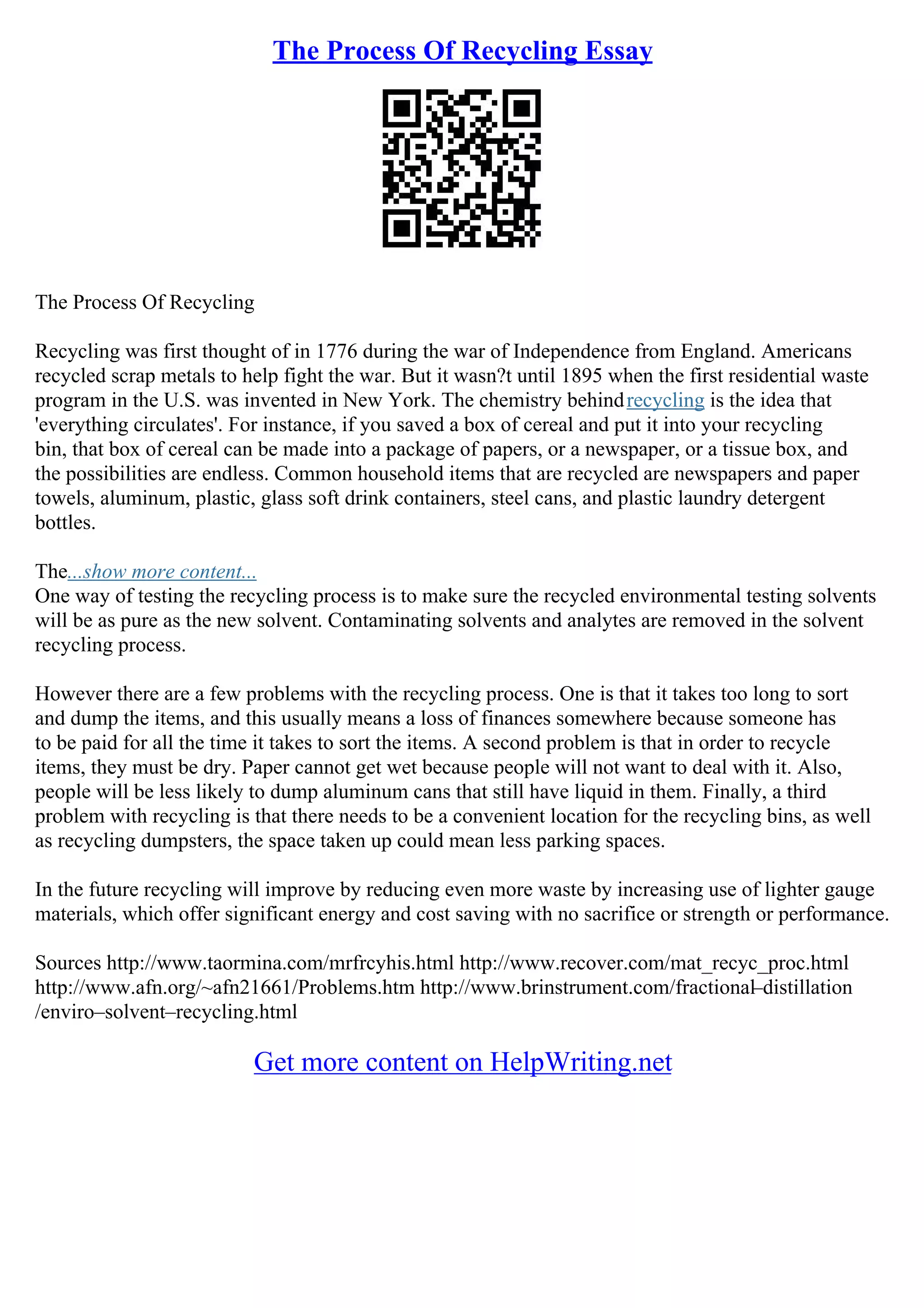 Recycling Essay | PDF