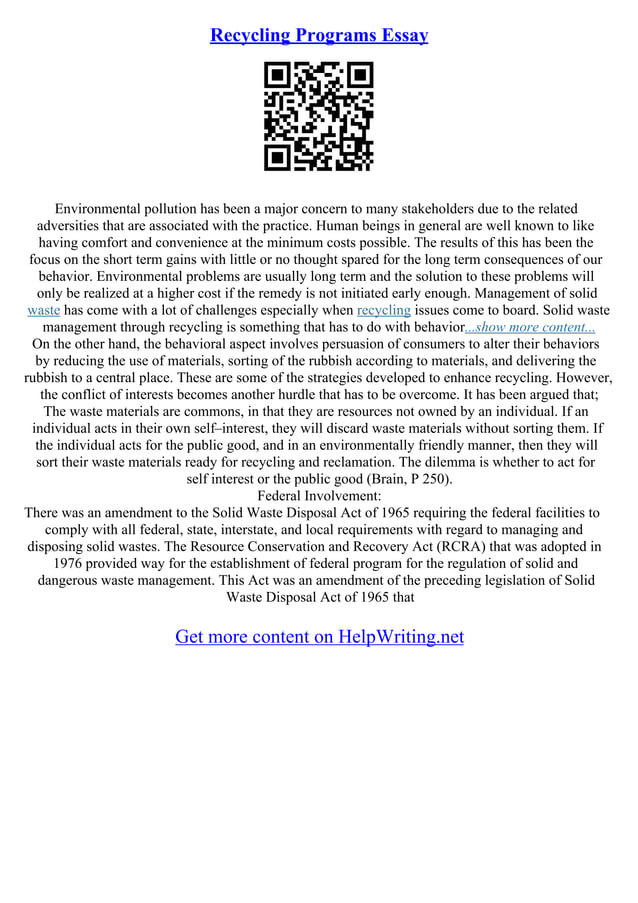 Recycling Essay | PDF