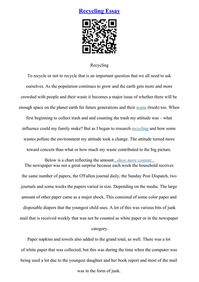 Recycling Essay | PDF