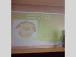 Recycling is living interaction with 5th and 6th graders