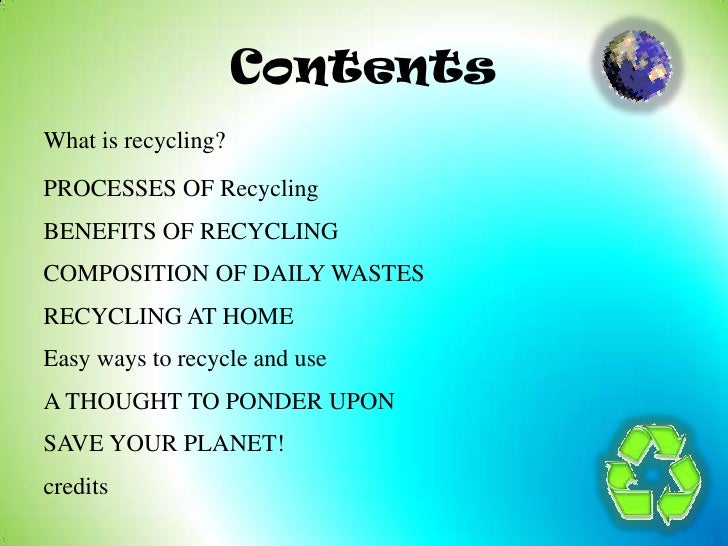 Recycling Of Wastes