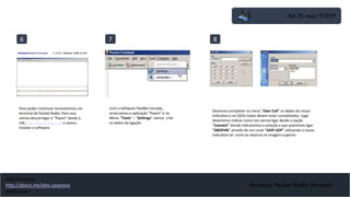 6 7
Amateur Packet Radio Network
Para poder continuar necessitamos um
terminal de Packet Radio. Para isso
vamos descarregar o “Paxon” desde a
URL http://www.paxon.de e vamos
instalar o software.
Com o Software FlexNet iniciado,
arrancamos a aplicação “Paxon” e no
Menu “Tools” – “Settings” vamos criar
os dados da ligação.
8
Devemos completar no menu “Own Call” os dados do nosso
indicativo e no SSIDs todos devem estar completados. Logo
deveremos indicar como nos vamos ligar desde a opção
“Connect” donde indicaremos a estação a que queremos ligar
“DBOFHN” através de um canal “AXIP UDP” utilizando o nosso
indicativo tal como se observa na imagem superior.
AX.25 over TCP/IP
Alex Casanova
http://about.me/alex.casanova
@hflistener
 