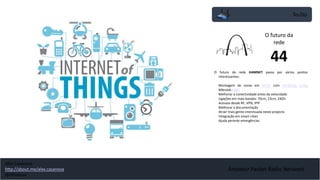 To-Do
Amateur Packet Radio Network
O futuro da rede HAMNET passa por vários pontos
interessantes:
- Montagem de zonas em MESH com BATMAN, OLSR,
Mikrotik MME
- Melhorar a conectividade antes da velocidade
- Ligações em mais bandas: 70cm, 23cm, 24Gh
- Acessos desde RF, VPN, IPIP
- Melhorar a documentação
- Atrair mais gente interessada neste projecto
- Integração em smart cities
- Ajuda perante emergências
O futuro da
rede
44
Alex Casanova
http://about.me/alex.casanova
@hflistener
 