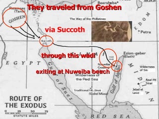 They traveled from Goshen exiting at Nuweiba beach via Succoth through this wadi 
