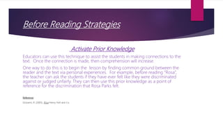 Before, During, and After Reading Strategies by Ranika Hart | PPTX