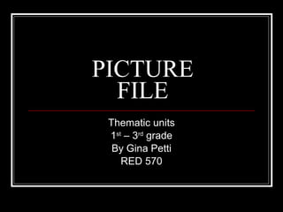 PICTURE FILE Thematic units 1 st  – 3 rd  grade By Gina Petti RED 570 