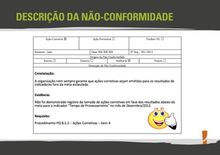 Redação de Não Conformidades