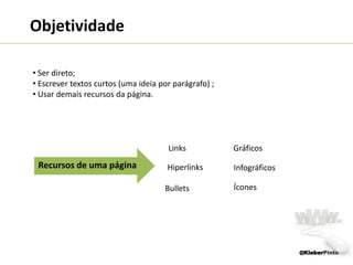 5dicas preciosasde conteúdopara web1. Faça menos, não mais;2. Descubra o que tem e de onde isso vem;3. Aprenda a ouvir;4. Coloque alguém no comando;5. Comece a perguntar "por que"?Fonte:  KristinaHalvorson no livro “Estratégia de conteúdo para a web”@KleberPinto