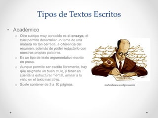Redacción de textos escritos y tipos de texto | PPTX