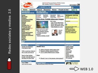 Redes sociales y medios 2.0




WEB 1.0
 