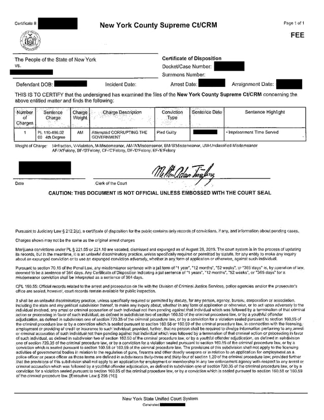 Certificate of Disposition PDF Certificate of Disposition PDF
