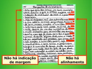 Não há indicação
de margem
Não há
alinhamento
 