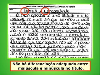 Não há diferenciação adequada entre
maiúscula e minúscula no título.
 