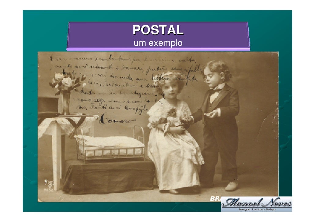 Carta pessoal, cartão postal e e-mail