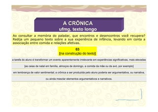 Proposta de crônica, UFMG