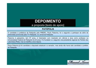 Proposta de produção de depoimento UFV-2009