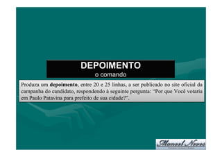 Proposta de produção de depoimento UFV-2009