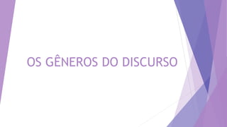 OS GÊNEROS DO DISCURSO
 