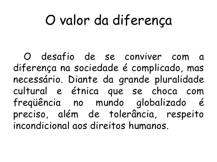 O Desafio De Se Conviver Com A Diferença Resumo