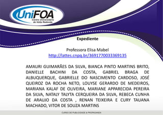 Vale ressaltar que mesmo o trabalho sendo fictício, o esforço e o resultado são reais, proporcionando aos alunos uma experiência similar a uma produção de uma campanha publicitária feita por uma agência. Isso prova que cada dia mais o profissional de publicidade precisa dominar todas as ferramentas da área. Só assim ele vai atingir o seu objetivo e dos seus clientes.