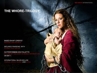 THE WHORE-TRILOGYTHE WHORE-TRILOGY
SECURED FINANCING WITH
GLOBAL (PRE-)SALES.
SECURED FINANCING WITH
GLOBAL (PRE-)SALES.
BASED ON INY LORENTZ‘
BESTSELLING NOVELS.
BASED ON INY LORENTZ‘
BESTSELLING NOVELS.
INTERNATIONAL SALES INCLUDE
FRANCE, SPAIN, RUSSIA AND CHINA.
INTERNATIONAL SALES INCLUDE
FRANCE, SPAIN, RUSSIA AND CHINA.
10
OUTPERFORMING KEN FOLLETT‘S
PILLARS OF THE EARTH & WORLD WITHOUT END
ON SAT.1.
OUTPERFORMING KEN FOLLETT‘S
PILLARS OF THE EARTH & WORLD WITHOUT END
ON SAT.1.
 