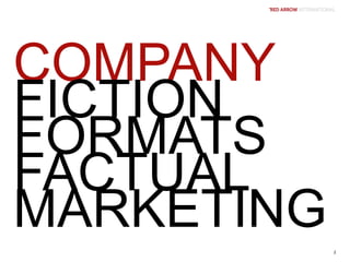 COMPANY
FICTION
FORMATS
FACTUAL
MARKETING
2
 