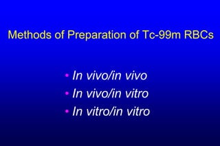 Methods of Preparation of Tc-99m RBCs


          • In vivo/in vivo
          • In vivo/in vitro
          • In vitro/in vitro
 