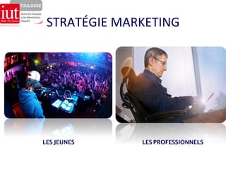 STRATÉGIE 
MARKETING 
RED BULL THE FLYING BACH 
LES JEUNES 
LES PROFESSIONNELS 
 