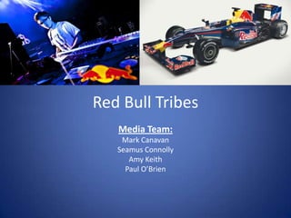 Red Bull Tribes
   Media Team:
    Mark Canavan
   Seamus Connolly
      Amy Keith
     Paul O’Brien
 