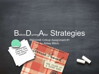 BeforeDurringAfter Strategies
RED4348 Critical Assignment #1
by Abbey Bilicic
 