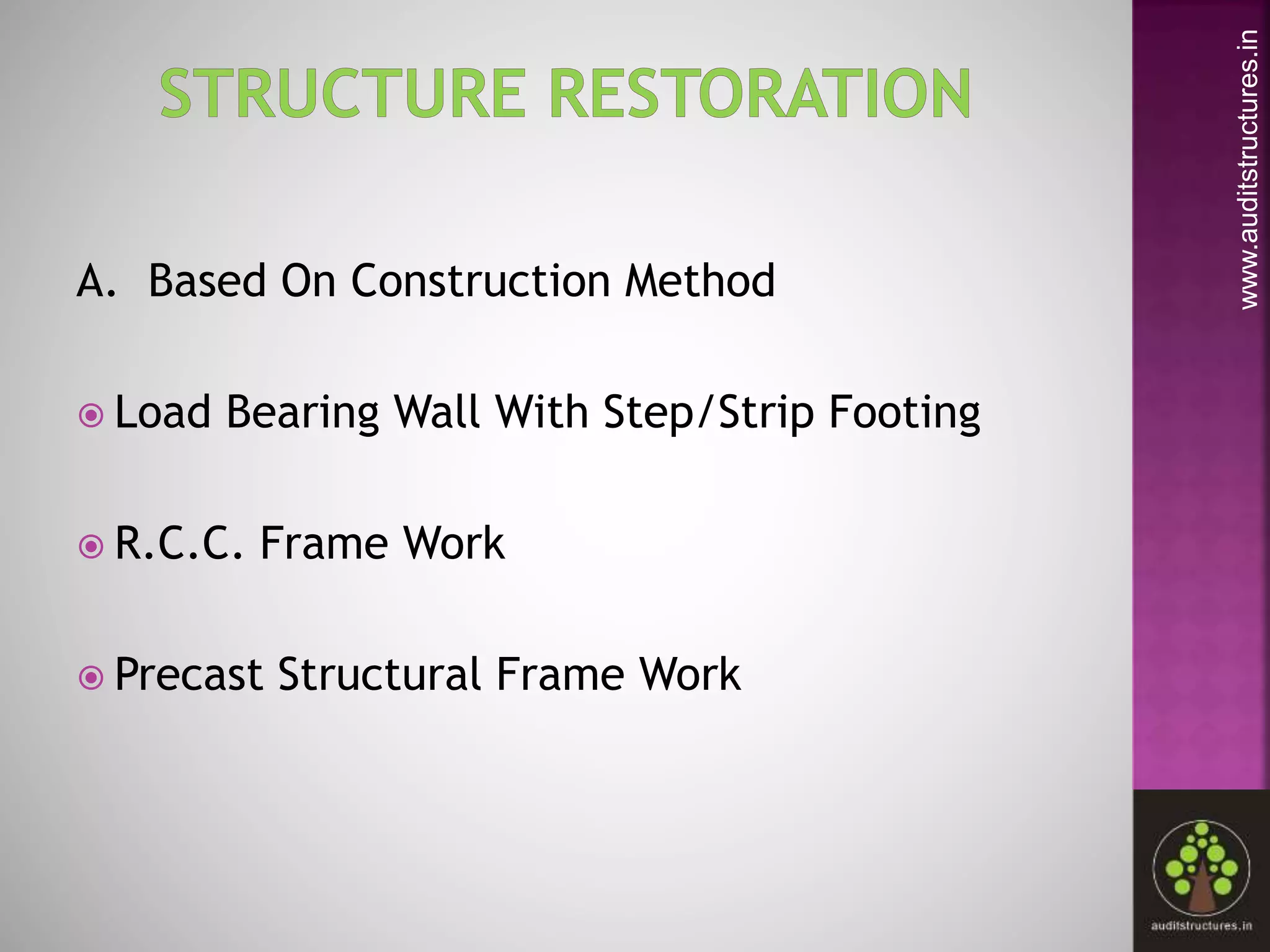 Construction with structural restoration methods of working | PPTX