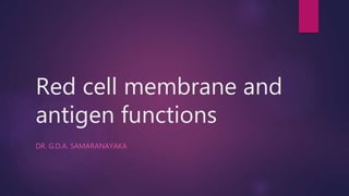 Red cell membrane and
antigen functions
DR. G.D.A. SAMARANAYAKA
 