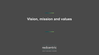 Vision, mission and values
 