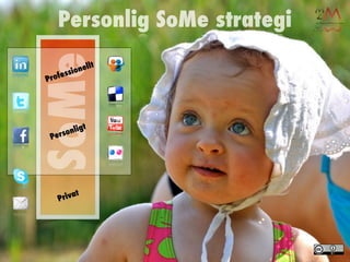 Personlig SoMe strategi

SoMe
Pr of es
           sio nell
                   t




              g   t
      rs onli
 Pe




          t
    P riva
 