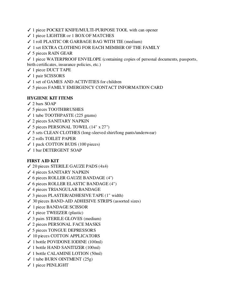 Red cross 72 hour survival kit