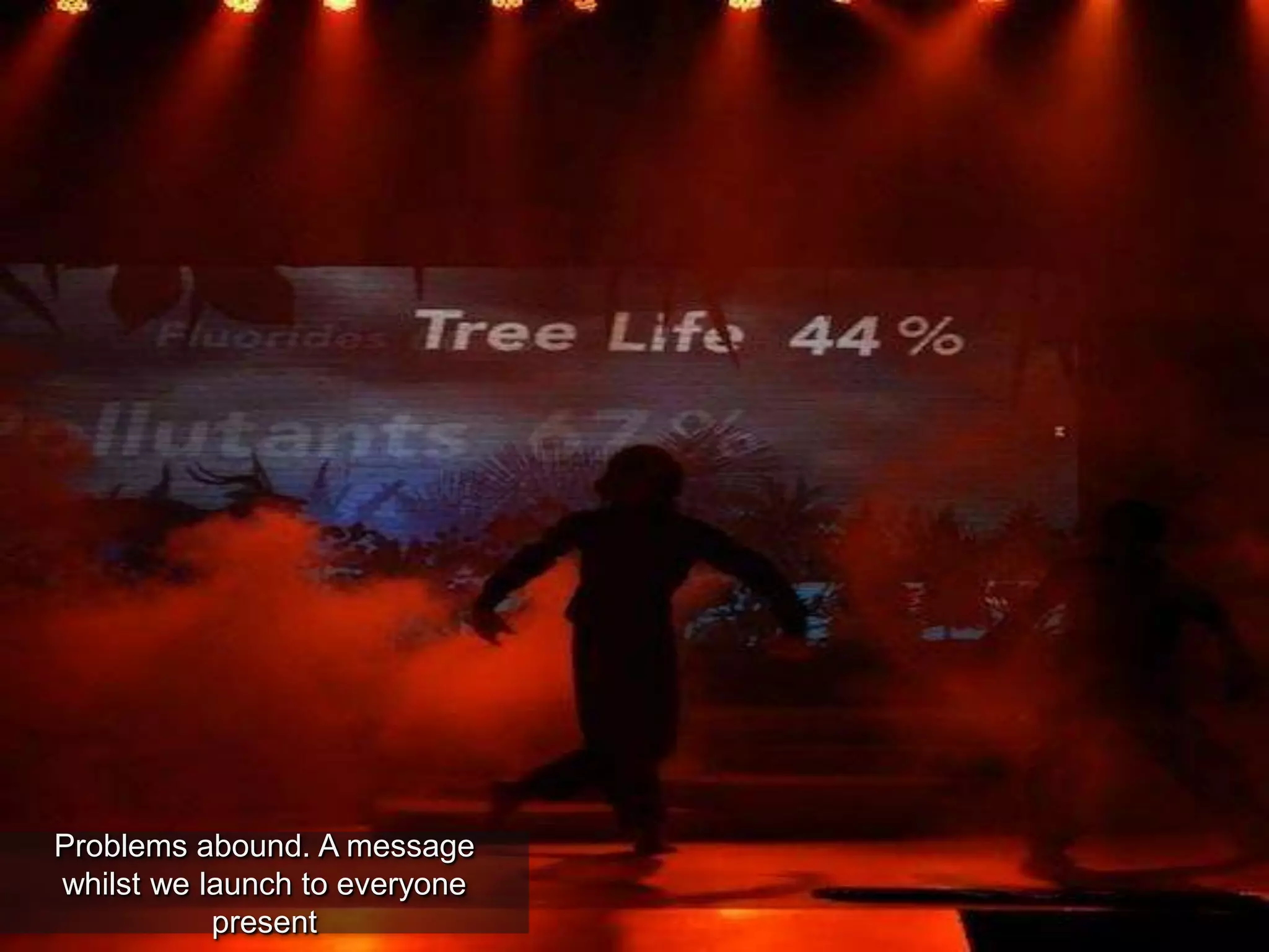 Problems abound. A message
whilst we launch to everyone
present
 