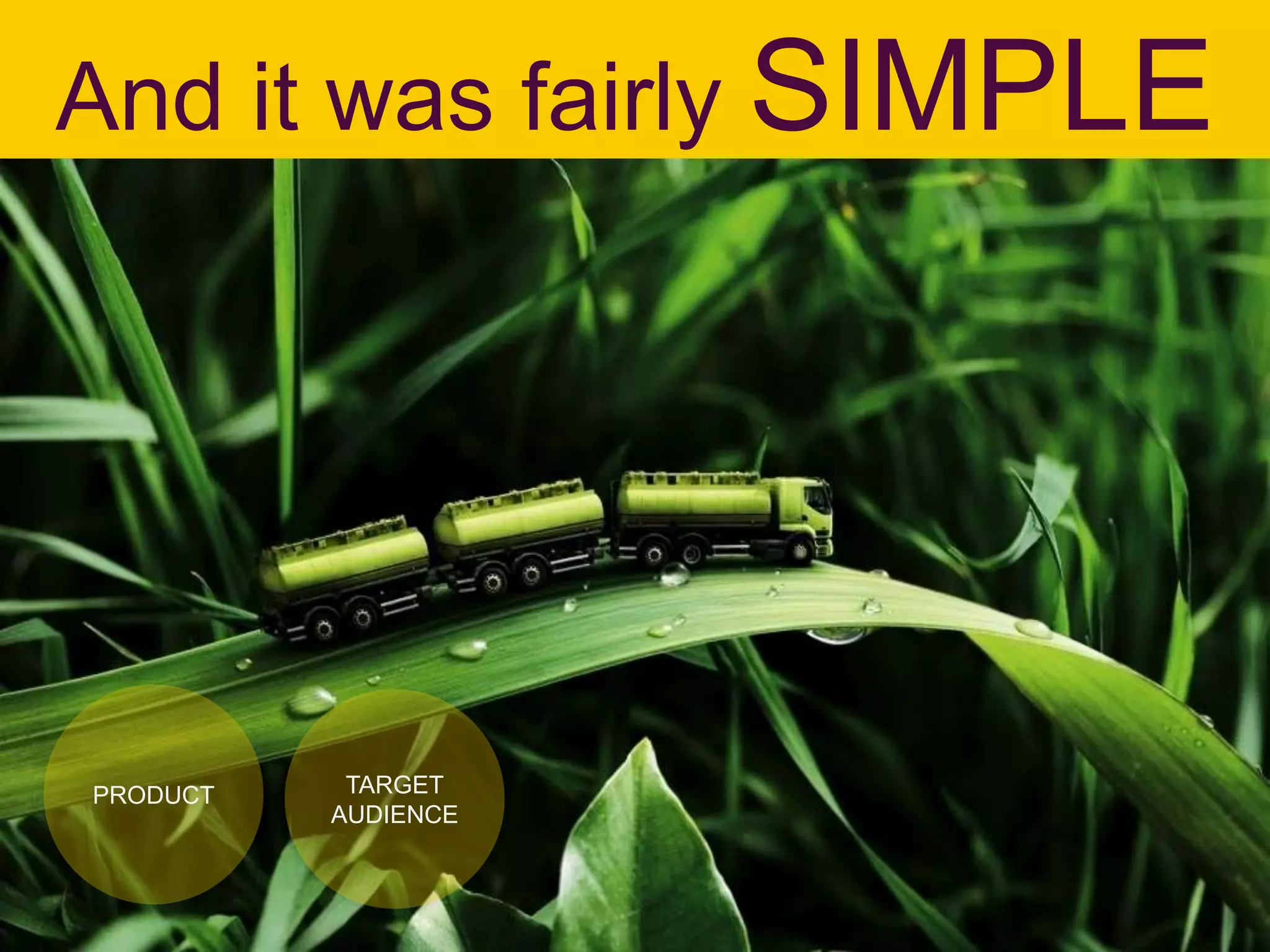 And it was fairly SIMPLE
PRODUCT TARGET
AUDIENCE
 
